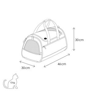 Dimensions du sac de transport CHECK-IN : 46 x 30 x 30 cm, adapté aux chats jusqu'à 15 kg