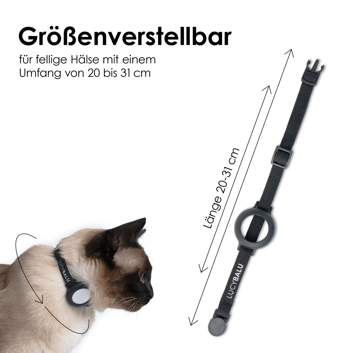 Collare per gatti DORI regolabile da 20 a 31 cm di circonferenza del collo, con gatto