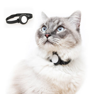 NEMO AirTag Halsband schwarz mit Katze im Detail