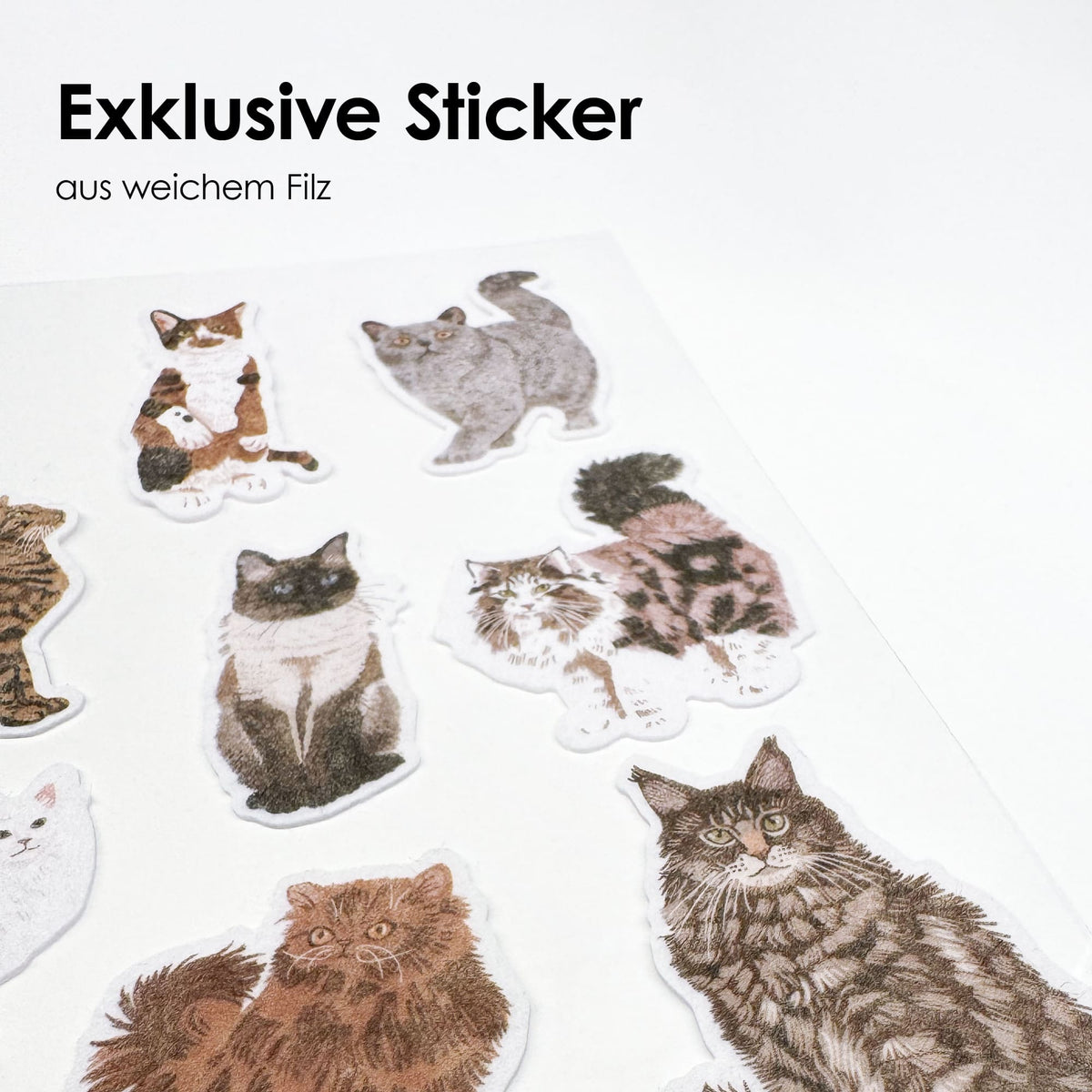 Adesivi in feltro esclusivi STICKY CATS con motivi di gatti