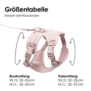 Größentabelle für EXPLORER Katzengeschirr Hello Kitty Edition mit Brust- und Halsumfang XS/S und M/L
