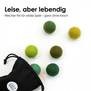 Balles en feutre MATCHA MIX avec pochette en tissu LucyBalu – discrètes mais pleines de vie