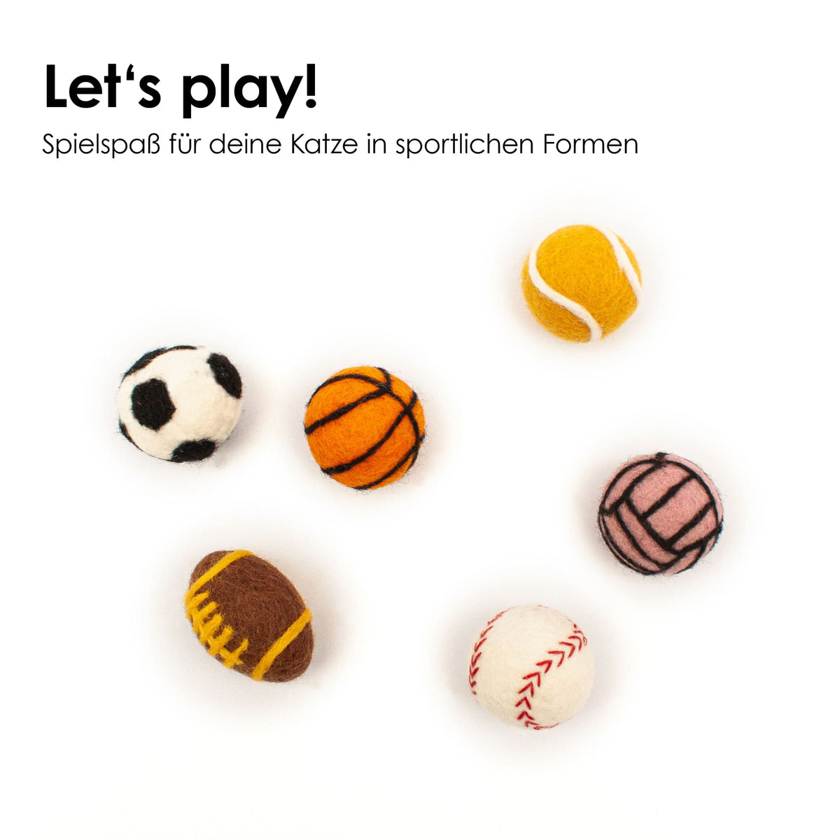 SUPER BALLS Filzbälle in sportlichen Formen: Fußball, Basketball, Tennisball, Volleyball und Football