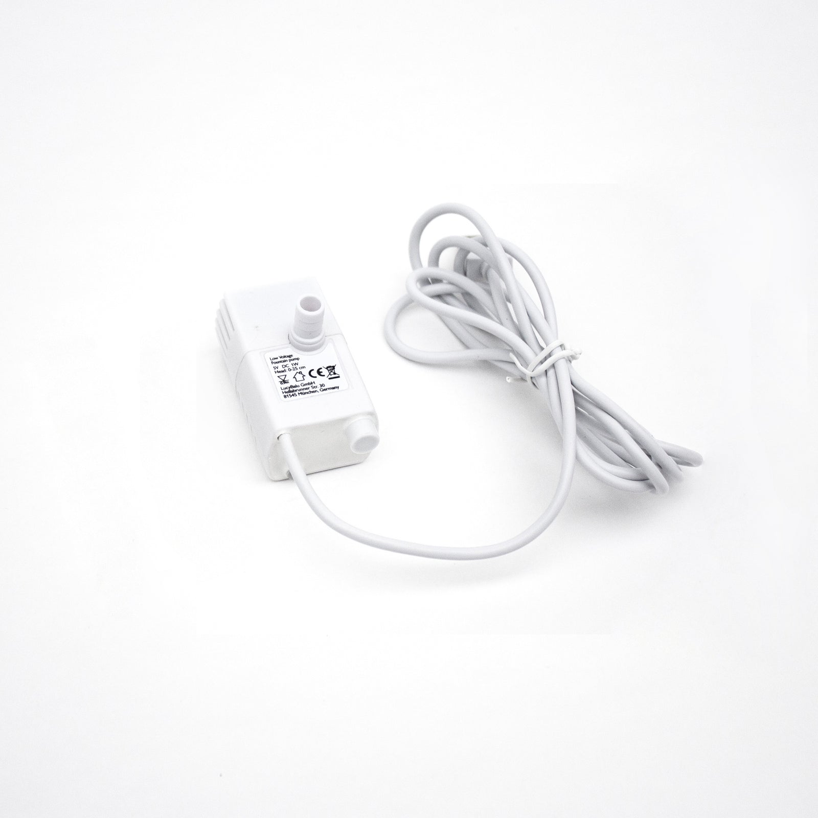 Ersatzpumpe mit Kabel für den TREVI Trinkbrunnen, Seitenansicht