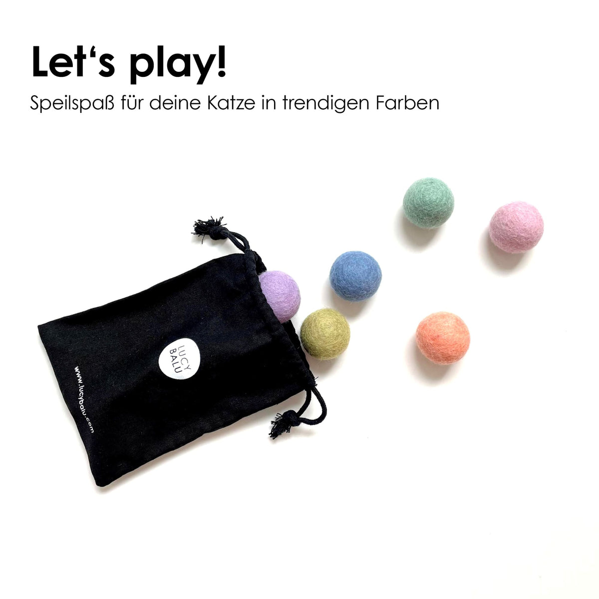 Palline di feltro RAINBOW BALLS, set da 6 con sacchetto in tessuto