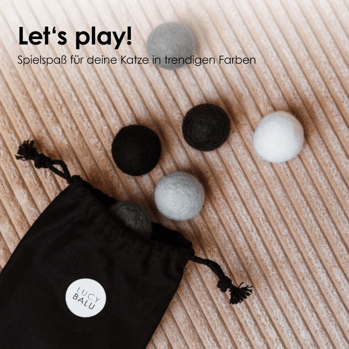 SHADES OF GREY Filzbälle mit LucyBalu Stoffbeutel – Let's play!