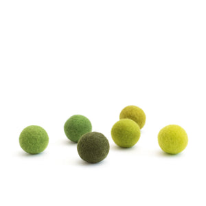 Balles en feutre MATCHA MIX en six teintes de vert