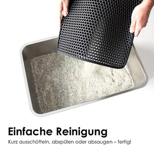 LOOMAT Streumatte in Anthrazit: Einfache Reinigung – kurz ausschütteln, abspülen oder absaugen, Streu wird zurück in die Toilette geschüttet