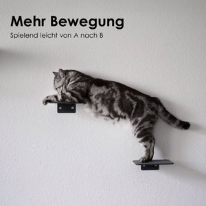 Escalier pour chat STEPS : un chat tigré sautant entre deux marches murales – plus de mouvement, facilement d'un point à l'autre
