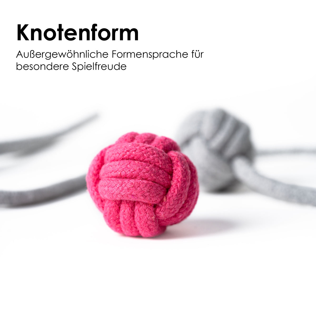 Palline giocattolo per gatti KNOT BALLS in rosa e grigio a forma di nodo
