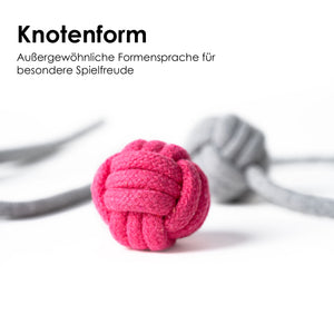 Palline giocattolo per gatti KNOT BALLS in rosa e grigio a forma di nodo
