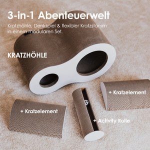PLAYGROUND Kratzwelt als 3-in-1 Abenteuerwelt: Kratzhöhle, zwei Kratzelemente und Activity Rolle