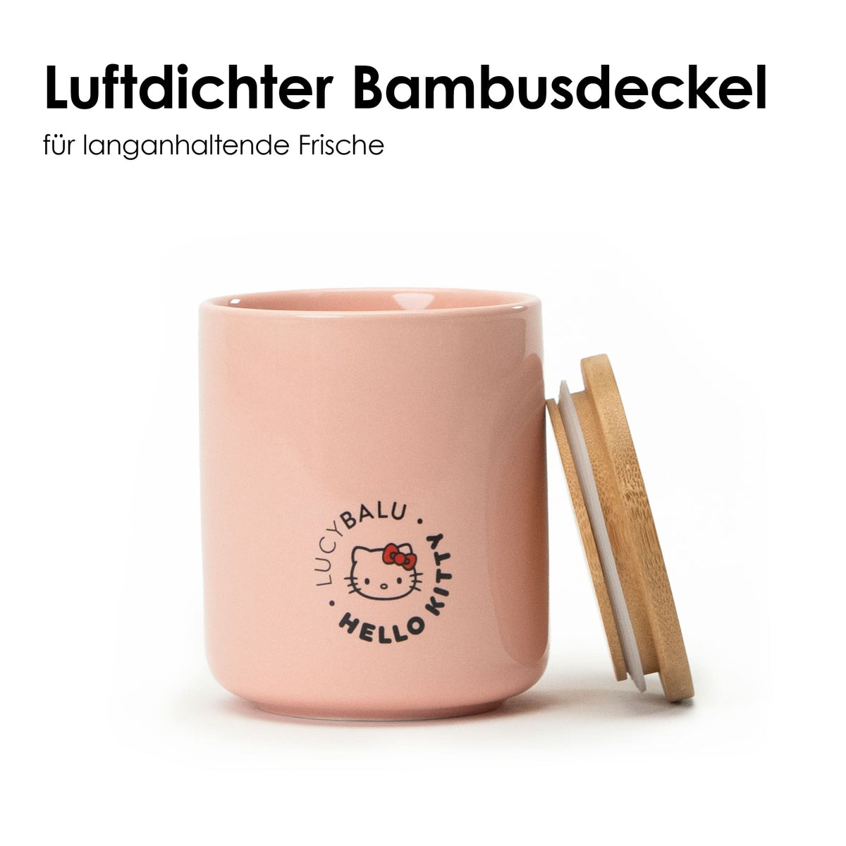 SNACK BAR Leckerlidose - Hello Kitty Edition in Rosé mit luftdichtem Bambusdeckel