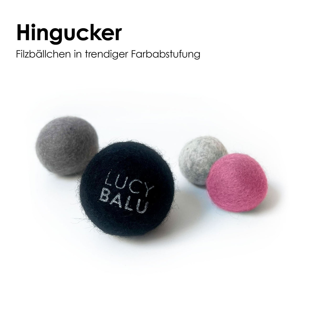JOY BAG Filzbälle in Farbabstufung mit LucyBalu Logo