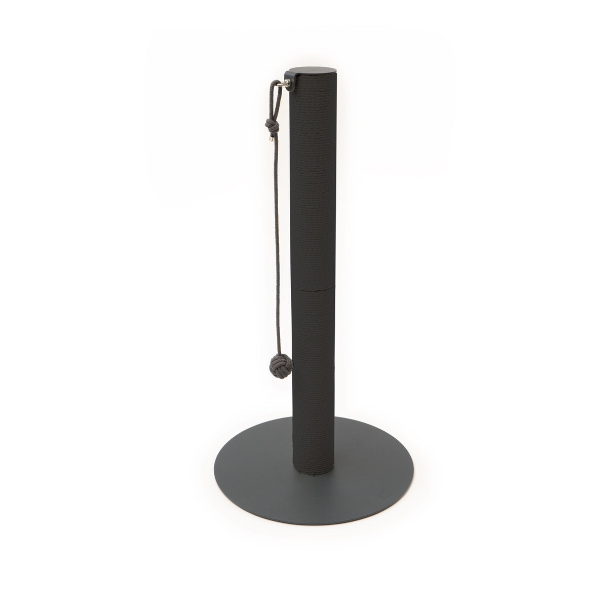 Colonna tiragraffi PAPERPOLE in antracite – palo tiragraffi autoportante con corda di carta e pallina, foto prodotto.