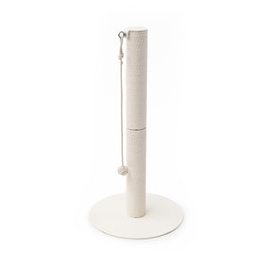 Colonna tiragraffi PAPERPOLE in bianco – palo tiragraffi autoportante con corda di carta e pallina, foto prodotto.