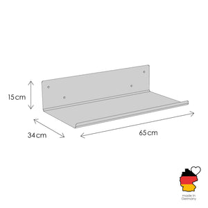 Dimensioni mensola a parete STRAIGHT: 65 x 34 x 15 cm, made in Germany.