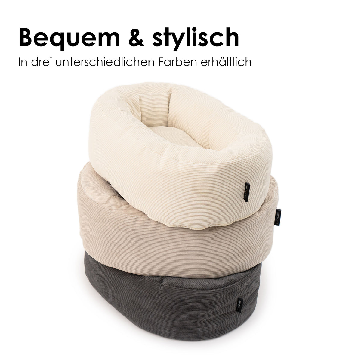Cuccia per gatti DINGHY: comoda ed elegante in tre colori – bianco crema, sabbia e antracite